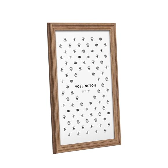 11x17 Brown Picture Frame – Walnut Modern Design Faux Wood, Plexiglass Cover - Picture 1 of 11